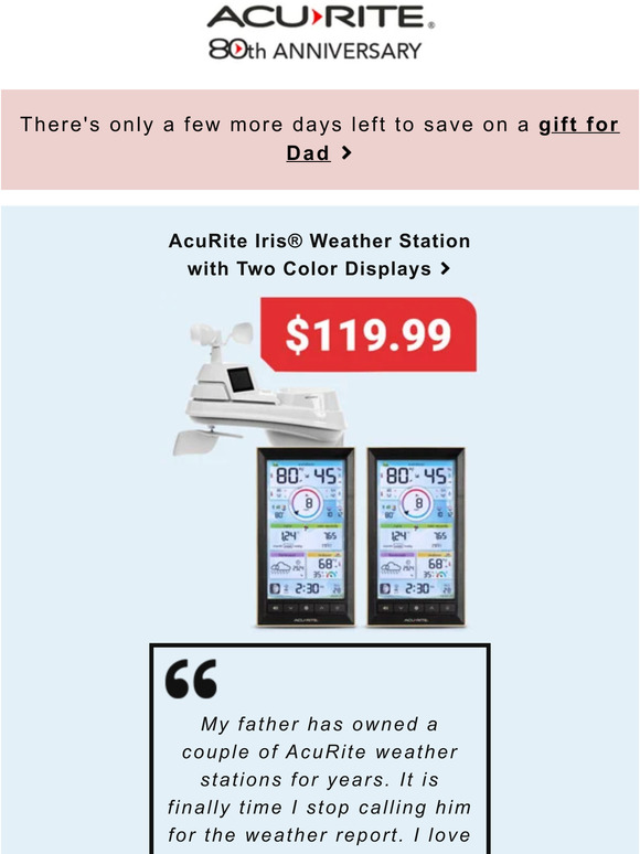 Acurite Weather Station Valet with Qi-Certified Wireless Charging Pad and Alarm Clock