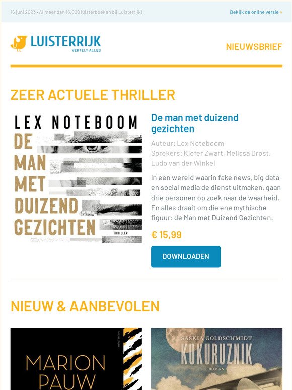 Actueel: De man met duizend gezichten van Lex Noteboom | Nieuw van Marion Pauw | Confronterende autobiografie Maarten Dammers | Kukuruznik