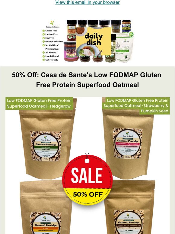 SALE: 50% OFF Low FODMAP Protein Superfood Oatmeal