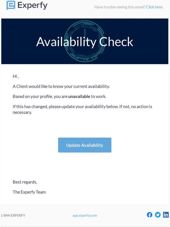A Client would like to know your availability