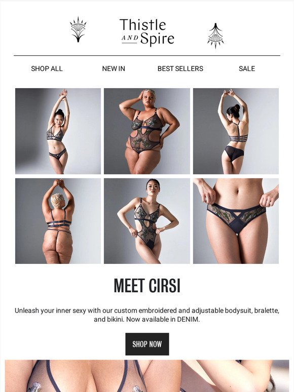 NEW DROP: Cirsi Bodysuit, Bralette & Bikini. Now in DENIM.