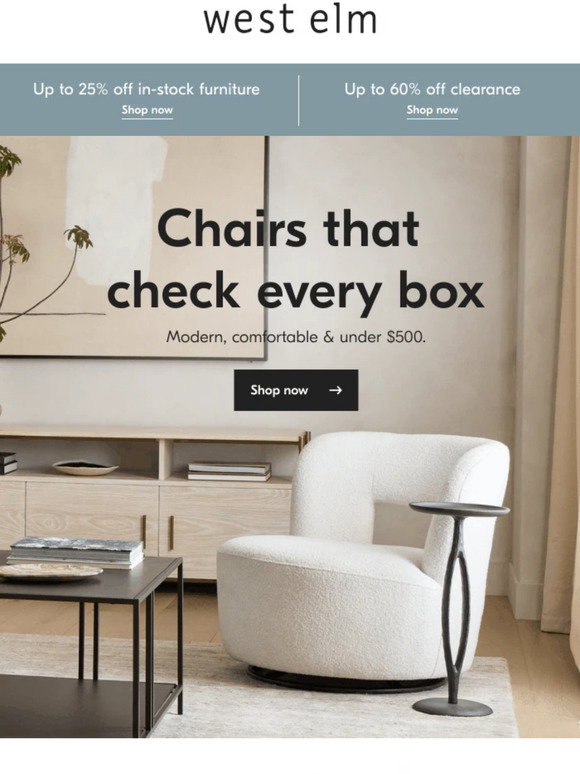 west elm: Sit & SAVE! Modern accents chairs for less than $500 | Milled