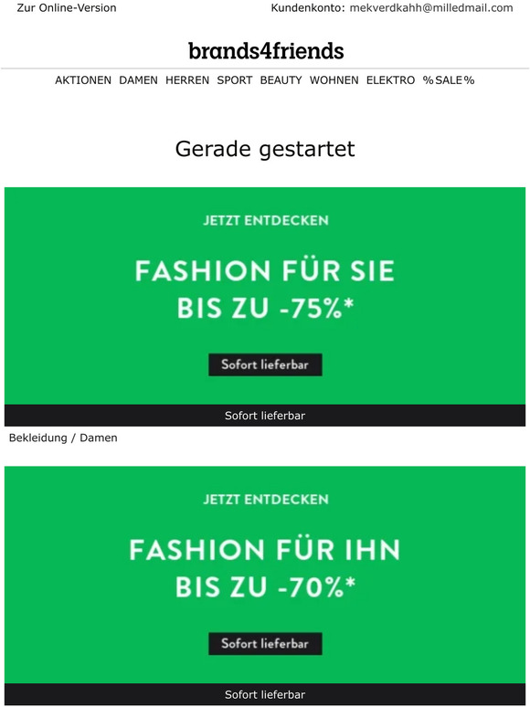 Bis zu 75%: Fashion für sie bis zu -75% | Fashion für ihn bis zu -70% | Fabulous Feet | An deiner Seite