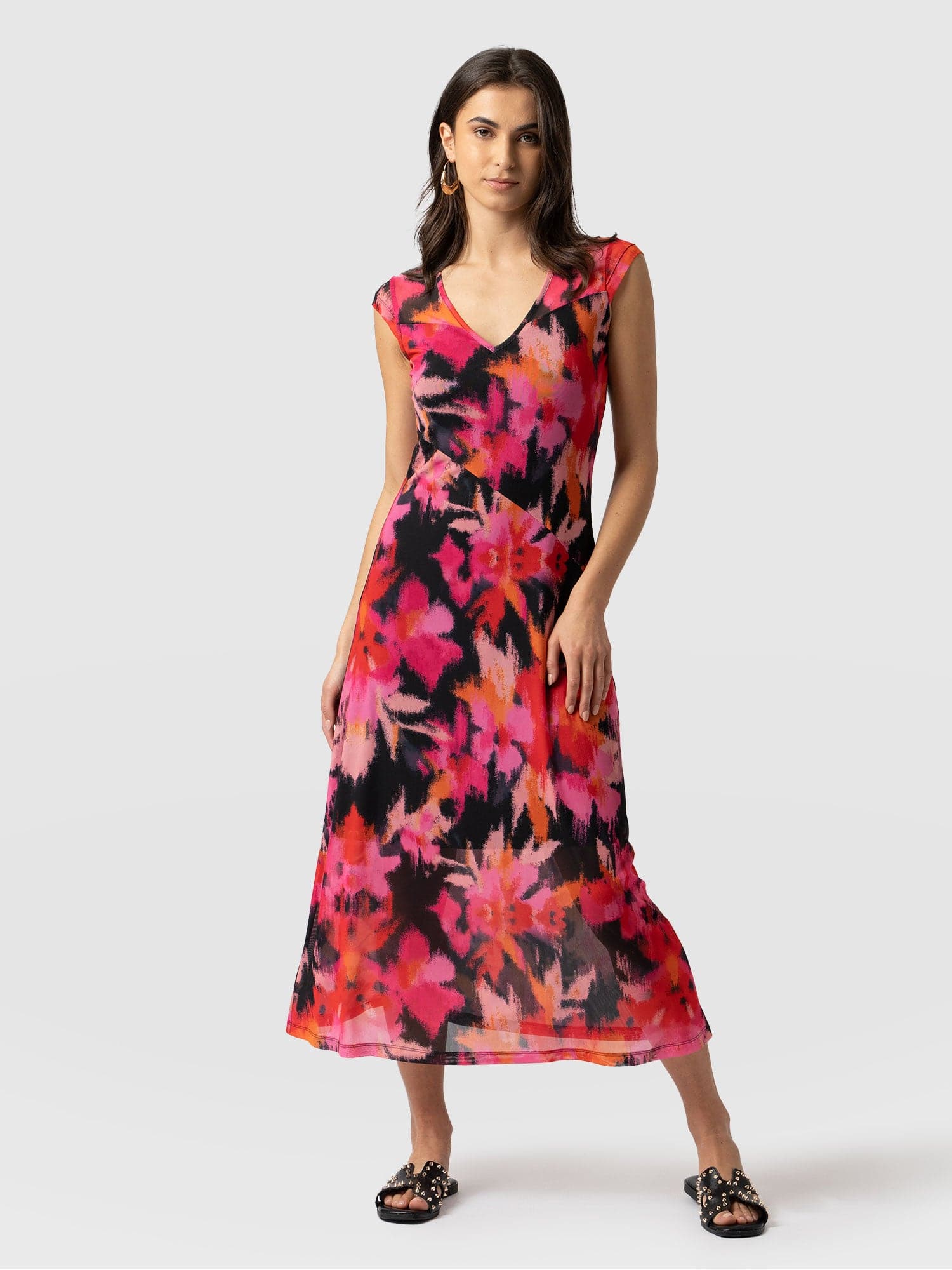 Saint + Sofia: The Poppy Mesh Dress - Jardin Stencil | Milled Saint + Sofia: The Poppy Mesh Dress - Jardin Stencil | Milled