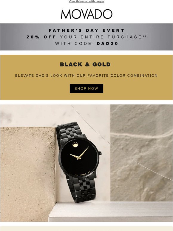 Trend Report: 20% off Black and Gold Watches for Dad
