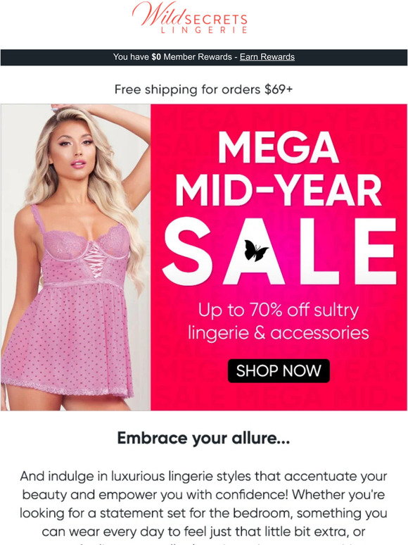 ❤️ Up To 70% Off Our Most Stylish Lingerie!
