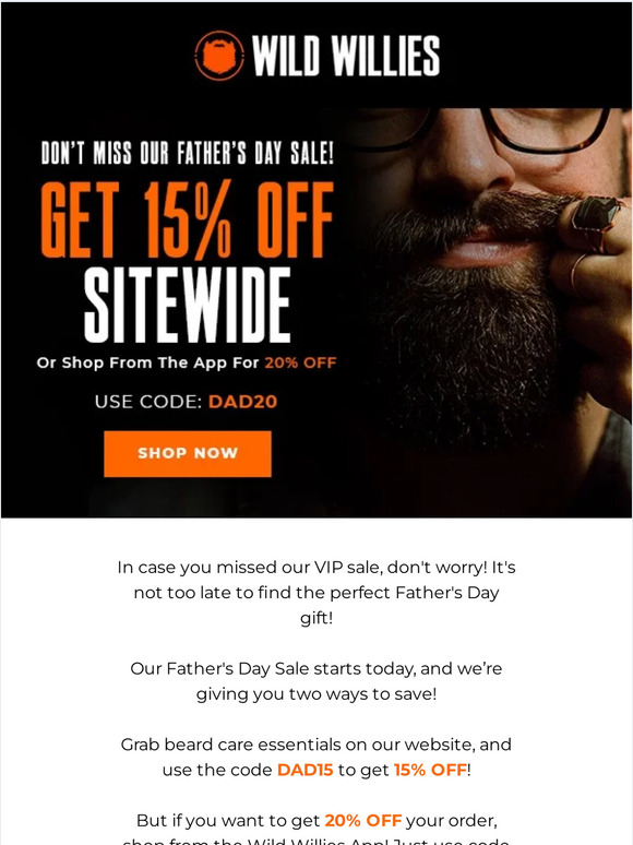 🚨 Father's Day Savings: Up to 20% OFF