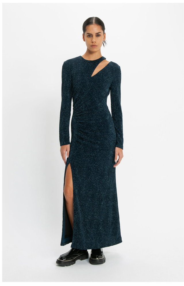Diamond Lurex Knit Asymmetrical Dress