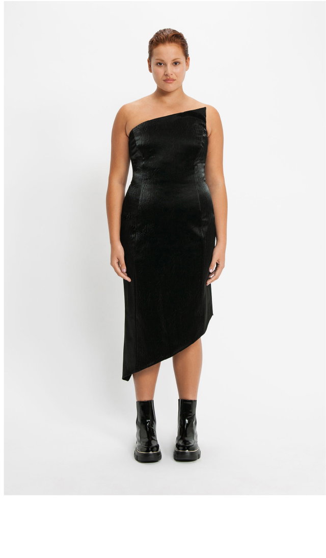 Crushed Velveteen Asymmetric Dress
