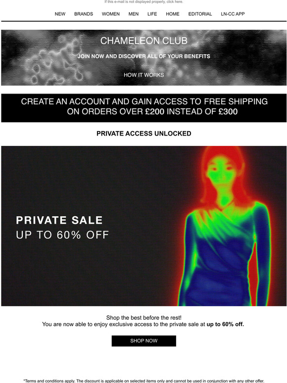 Hi there! Exclusive Access To Private Sale Up To 60% Off