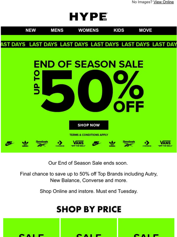 Quick, end of season sale ends soon