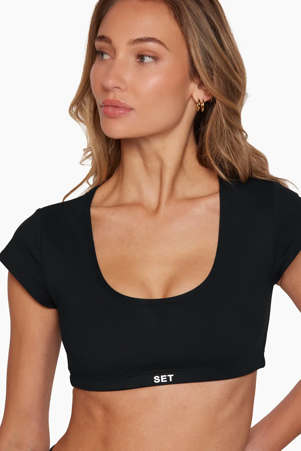 Image of LUXFORM® CAP SLEEVE SCOOP BRA - ONYX
