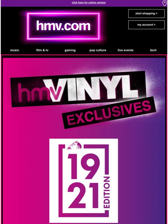 🏃‍♂️🏃‍♀️ BE QUICK! Final few exclusive@hmv vinyl left!