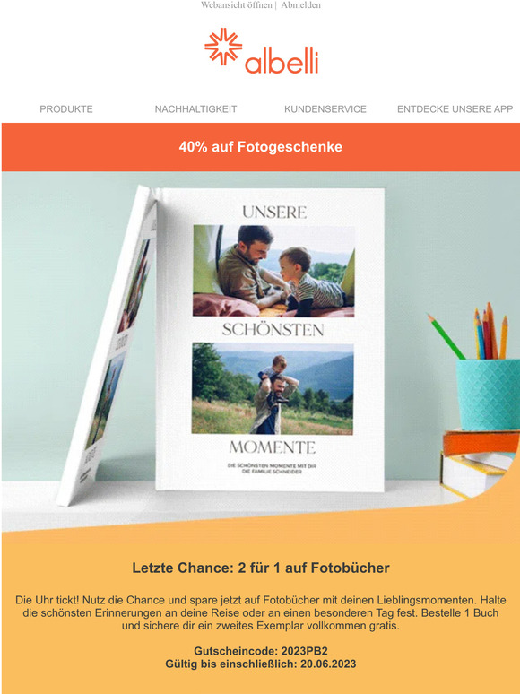 Letzte Chance: 2 für 1 auf Fotobücher