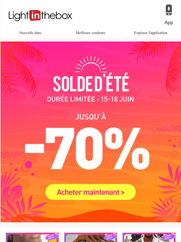 Dernières heures! Notre réduction jusqu'à 70% de réduction se termine aujourd'hui.