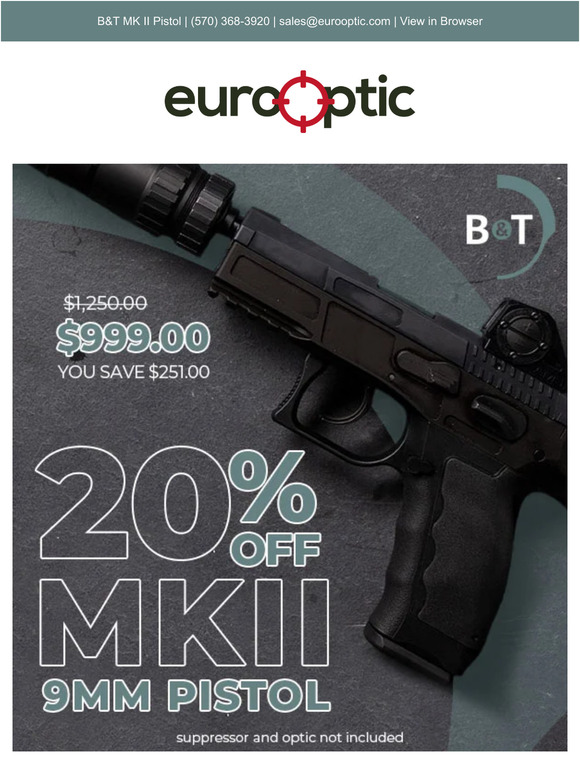 EuroOptic.com: 20% OFF: B&T MKII 9mm Pistol! | Milled