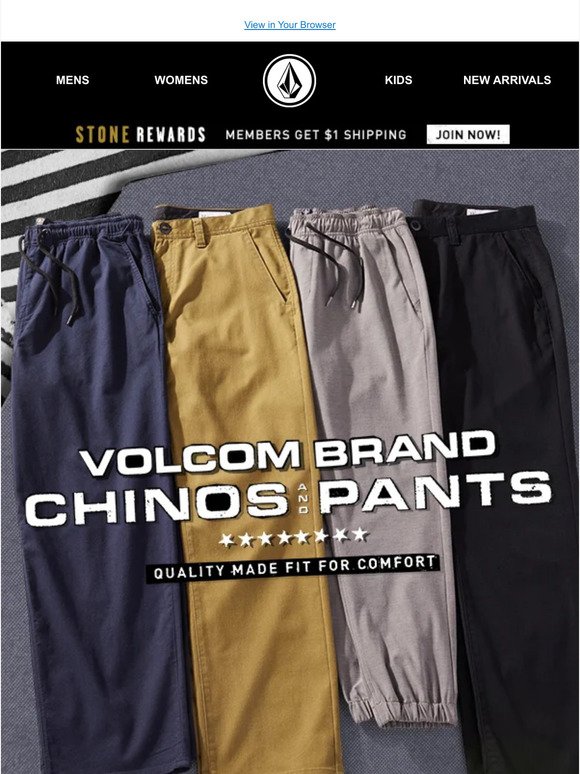 Volcom Brand Chinos & Pants - Mens, womens and kids styles!