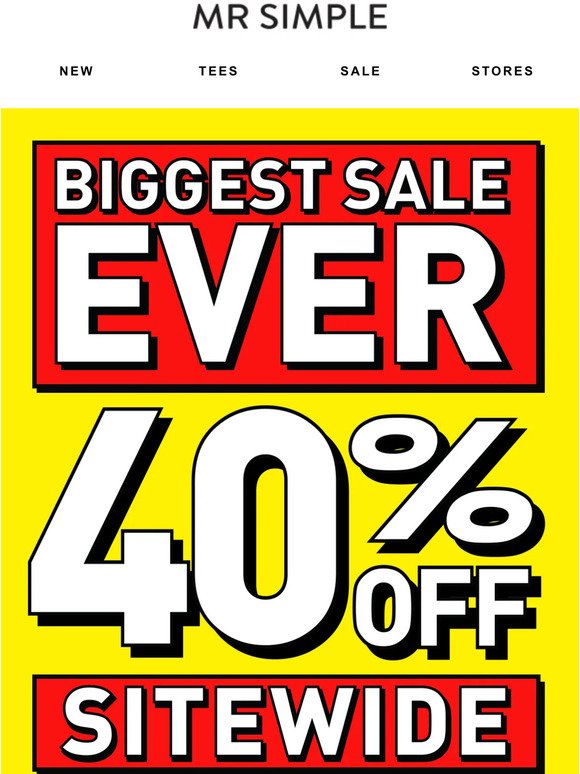 40% Off Sitewide - Biggest Sale Ever