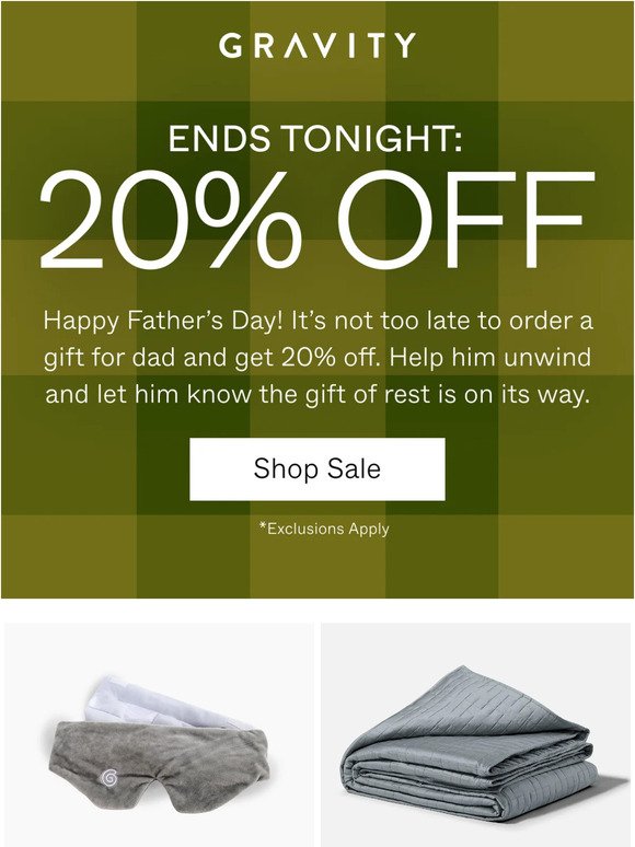 Ends Tonight: 20% off gifts for dad