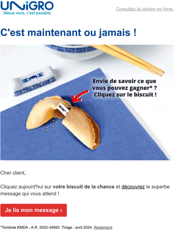 🥠 Lisez vite le message dans votre biscuit de la chance