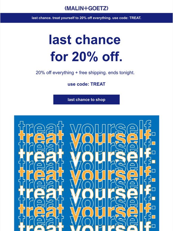 get 20% off before it ends tonight.