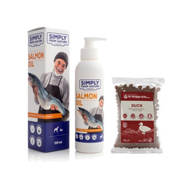 SIMPLY FROM NATURE Salmon Oil Olej z Łososia, 250 ml + Dr.Huggy supreme dog nutrition kaczka z bata