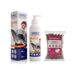 SIMPLY FROM NATURE Salmon Oil Olej z Łososia, 250 ml + Dr.Huggy supreme dog nutrition indyk z kaczk