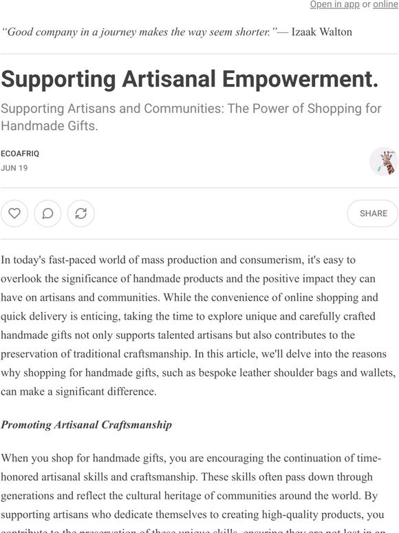 Supporting Artisanal Empowerment.