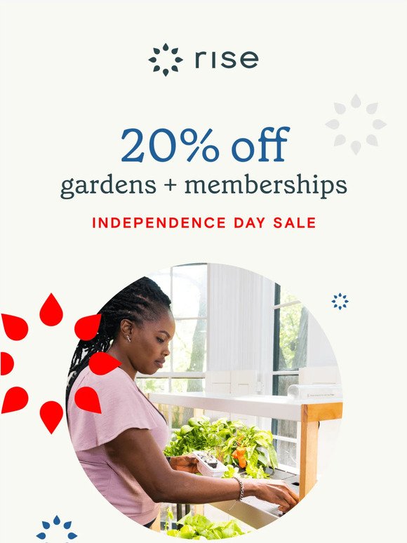 Find freedom in fresh food with 20% off all gardens 🇺🇸