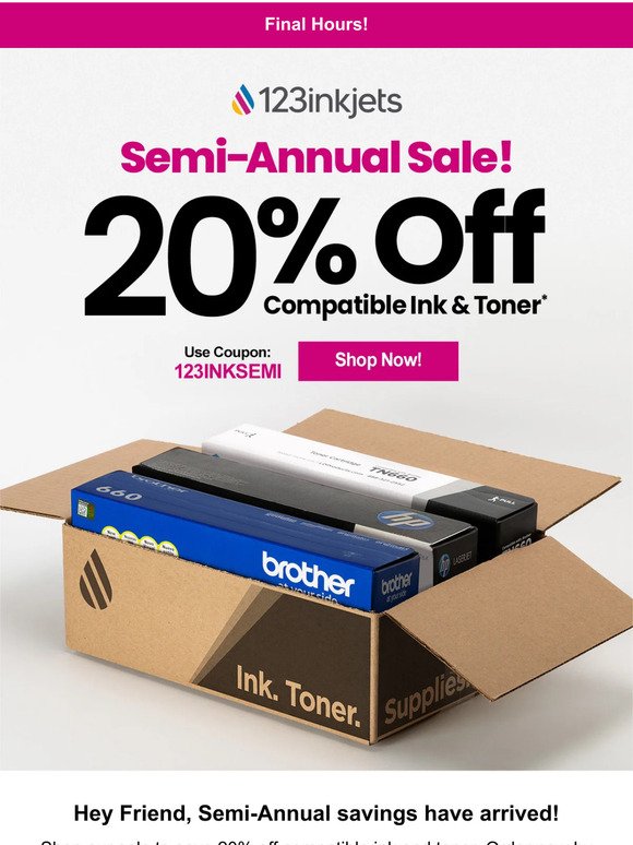 20% Off Semi-Annual Sale Offer Expires Today