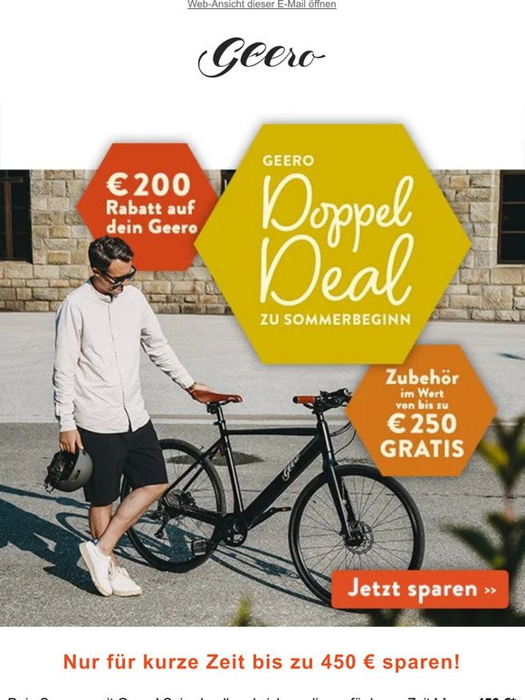 🎁 Bis zu 450€ 🎁 auf Geero E-Bikes und Zubehör!