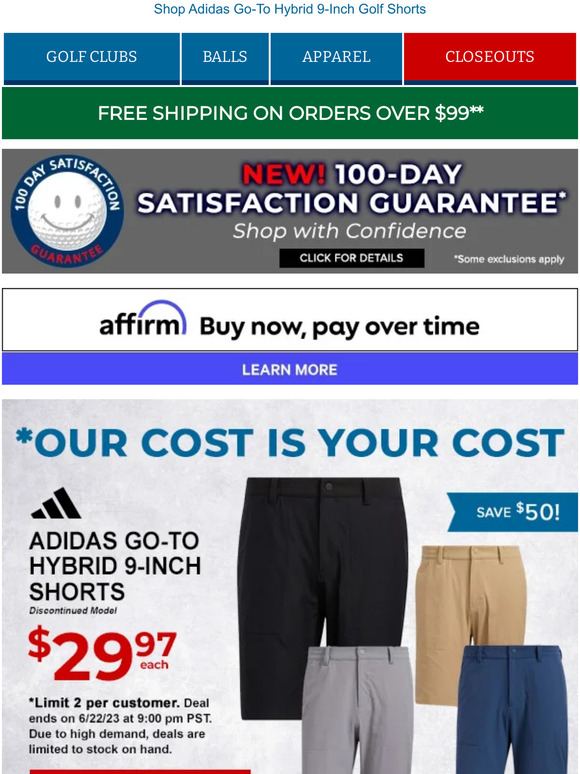 Adidas Go-To Hybrid 9-Inch Golf Shorts Just $29.97, Save $50!