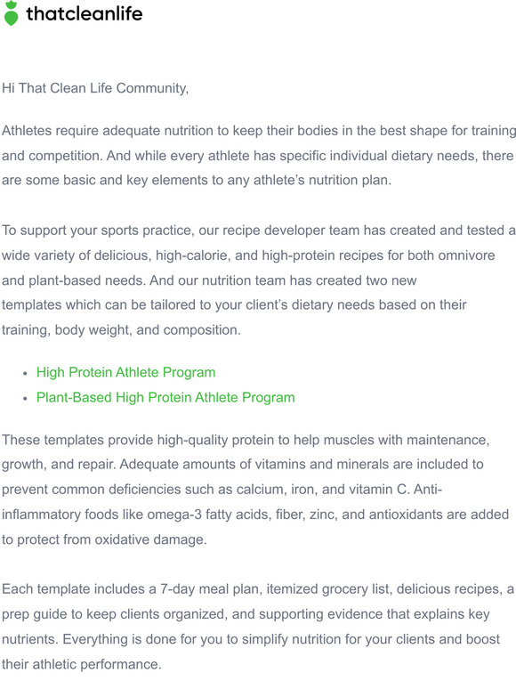 Introducing our High Protein Athlete Programs