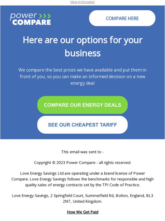 Compare our best energy deals for your business