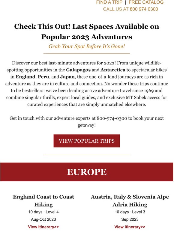 Check This Out! Last Spaces Available on Popular 2023 Adventures
