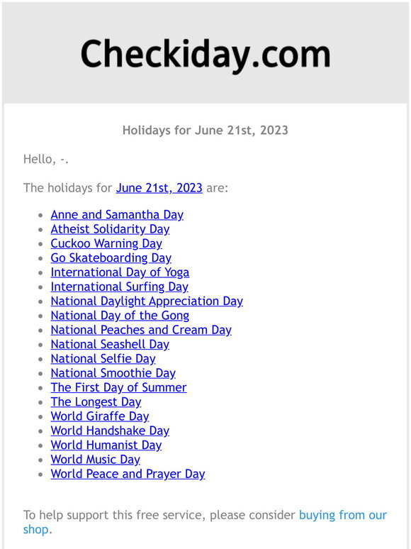Checkiday: Holidays for June 21st, 2023! 📅🎉