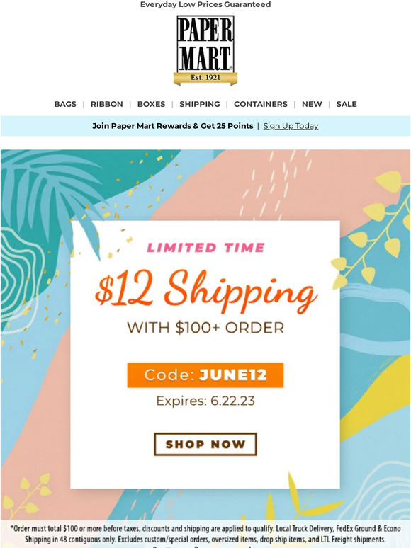 Paper Mart: Hey —, Save With $12 Shipping on $100+ Orders! | Milled