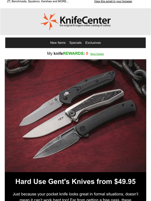 KnifeCenter Best Hard Use Gent's Knives from 49.95 Milled