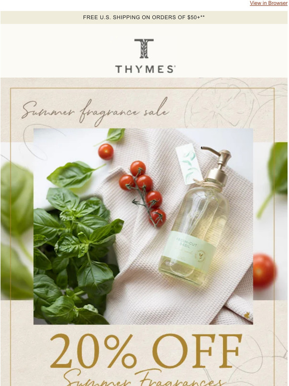 Thymes 20 off Summer Fragrances Milled