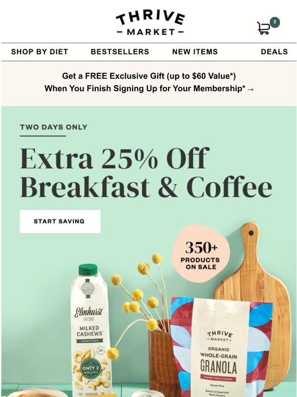 EXTRA 25% off 350+ breakfast favorites 🥞☕