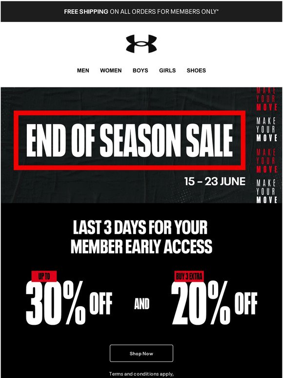 LAST CHANCE! MEMBERS GET UP TO 30% OFF. ENDS 23 JUN