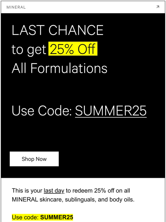 LAST CHANCE - 25% OFF