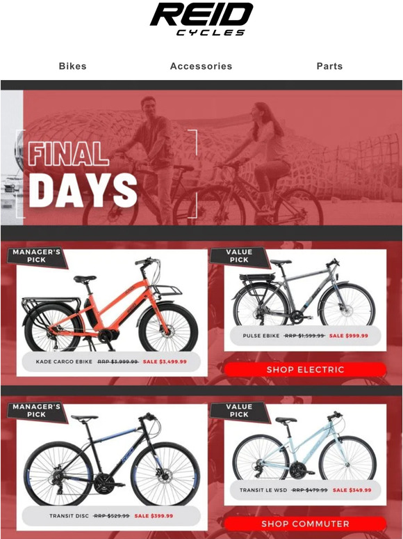 Reid Cycles eBike Sale is still on eBikes from 1 399 FREE