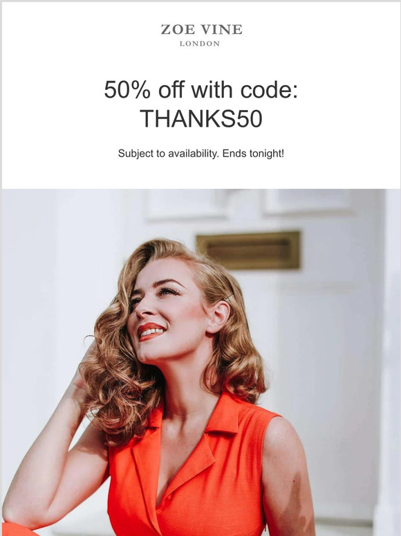 ENDS TONIGHT 50% off
