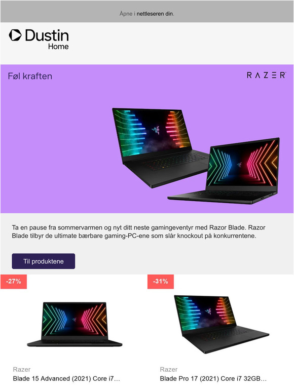 Knallpris! Razor gaming laptop