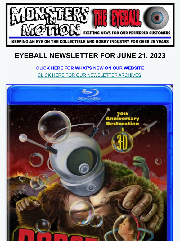 Monsters in Motion New Stop Motion and BMovie BluRays, Universal