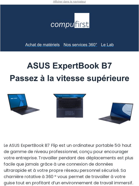 Faites passer votre entreprise au niveau supérieur avec ASUS ExpertBook B7