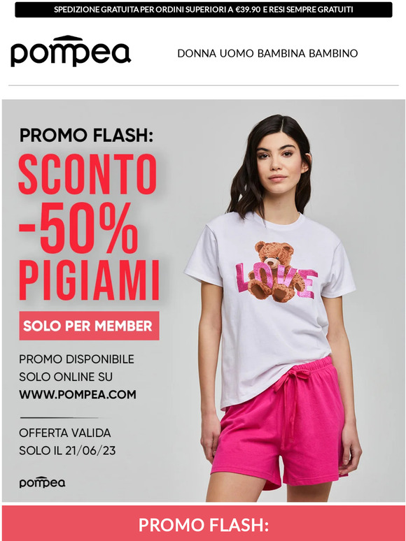 Promo Flash ⚡ -50% sui Pigiami solo oggi per i Member!