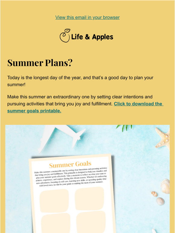 Life Apples Summer Goals Printable and Last But Long Day To Life apples summer goals printable and last but long day to