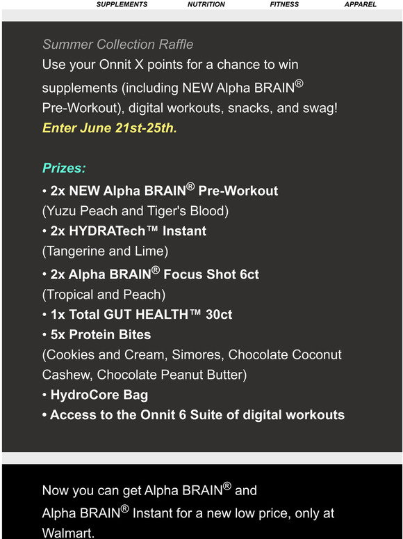 Onnit: Onnit X Raffle: Win Alpha BRAIN® Pre-Workout for Free!